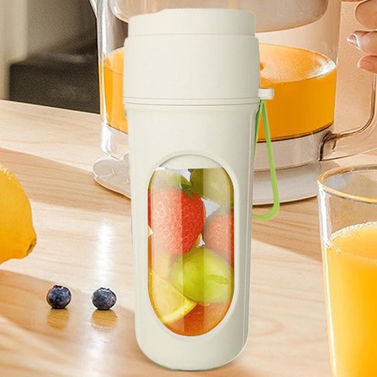 Draagbare blender - smoothie blender to go voor shakes en vers fruit - 450 ml, compact ontwerp - groen - 8,5 x 8,5 x 20,7 cm - ABS voor thuis, werk en onderweg van Merkloos — afbeelding 2