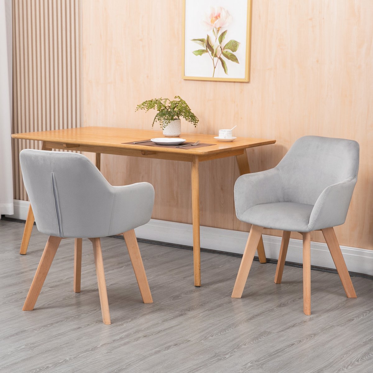 Wishdor - Eetkamerstoelen Set Van 2 - Met Armleuningen En Rugleuning - Scandinavisch Ontwe