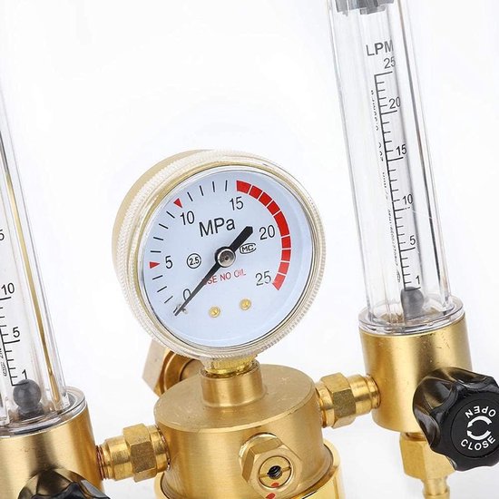 Vt products - Dubbele Uitgang Argon Regulator - Gas Drukregelaar - Duurzaam en Betrouwbaar - 5/8 Binnendraad - Lassen en Snijden - Geschikt voor Profe van Merkloos — afbeelding 3