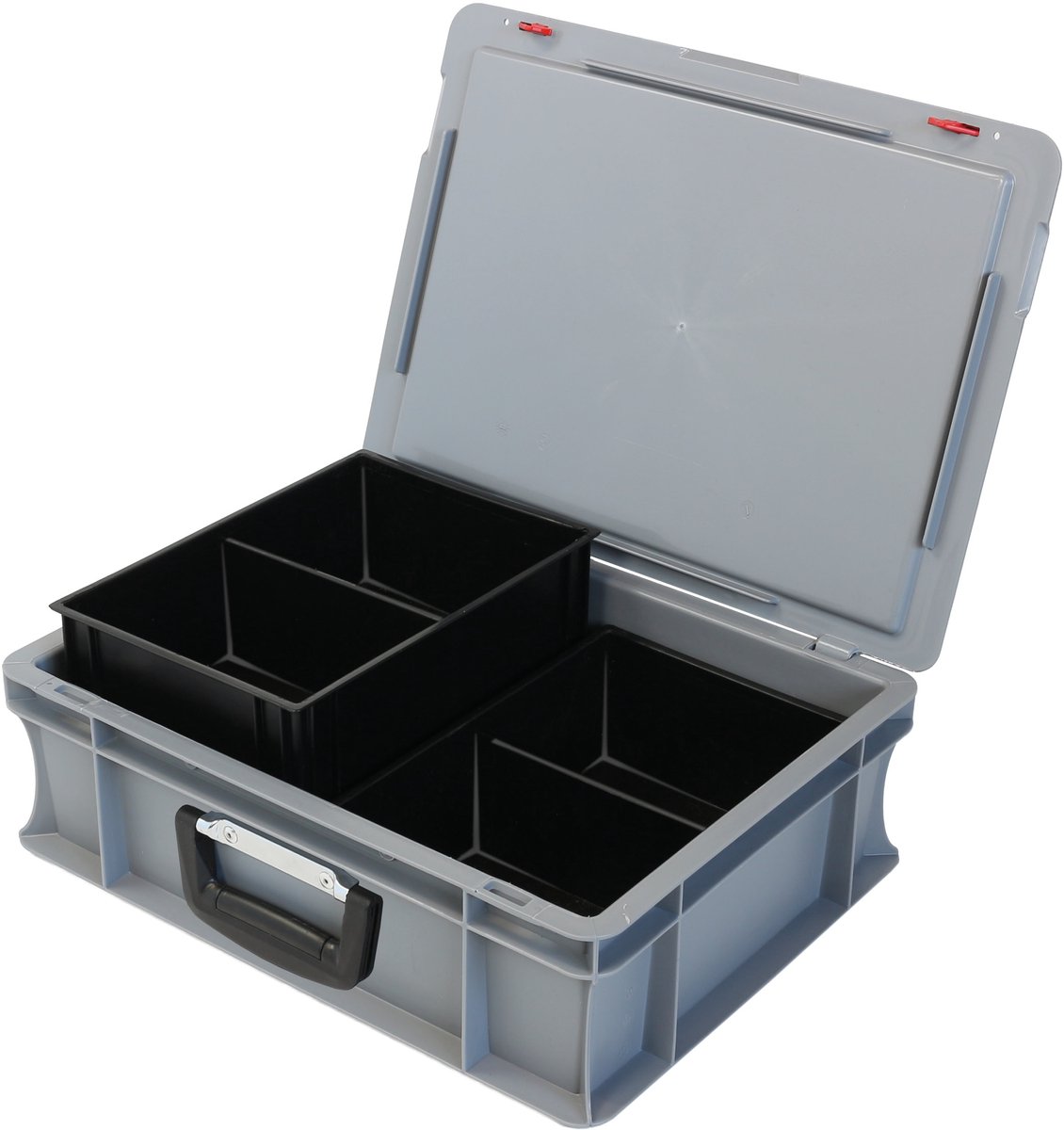 Alpac ProSort - Opbergkoffer - Hobbykoffer - Sorteerkoffer - 2 uitneembare sorteerbakjes - 4 Vakken - 400 x 300 x 140 mm - Grijs/Zwart