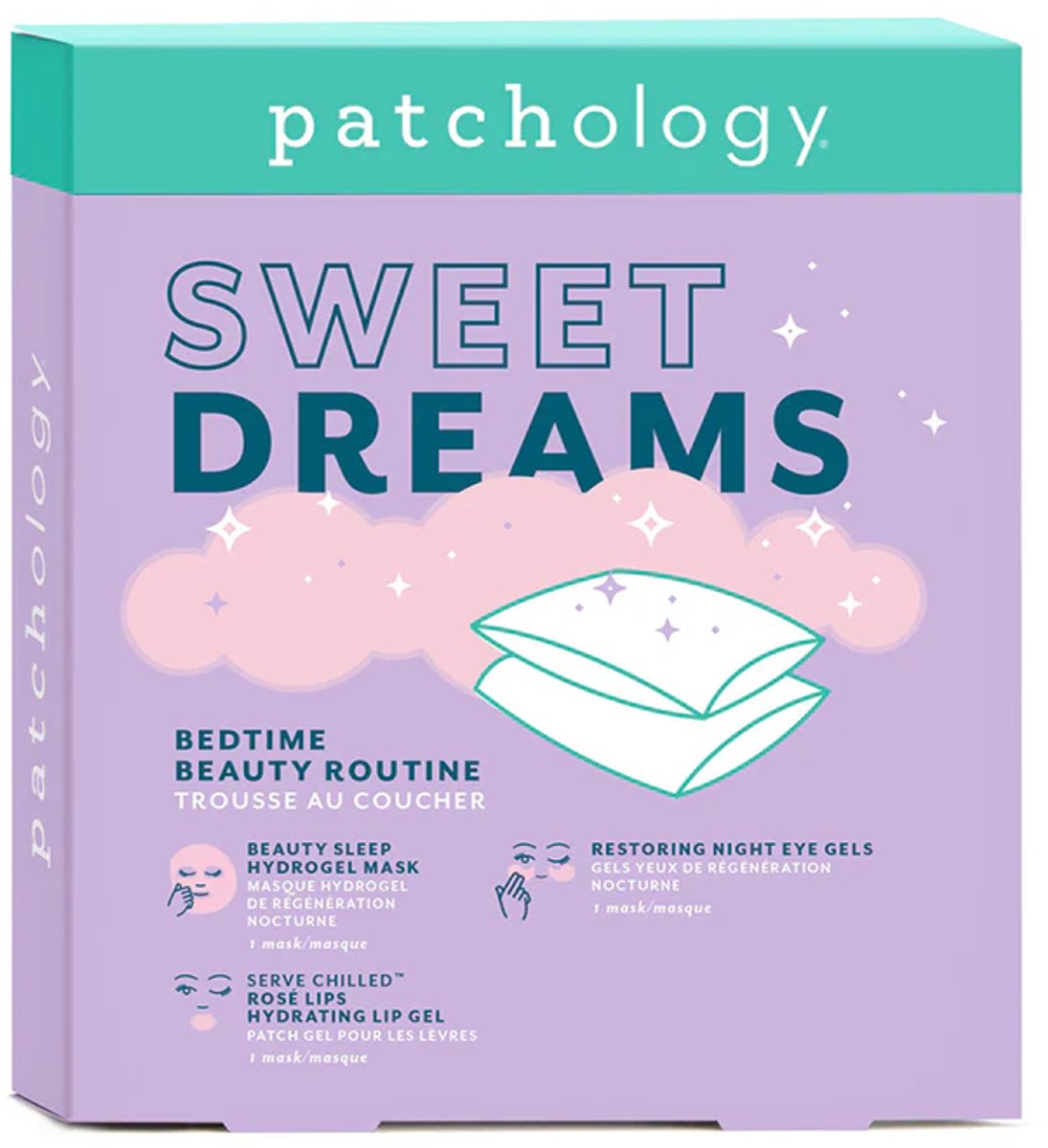 Patchology Sweet Dreams Overnight Skincare Kit – Hydraterend Nachtmasker + Eye Gels + Lip Mask – Met Retinol, Peptiden & Collageen – Anti-Aging Night Treatment – Voor Stralende Huid Bij Het Opstaan – Complete Selfcare Set