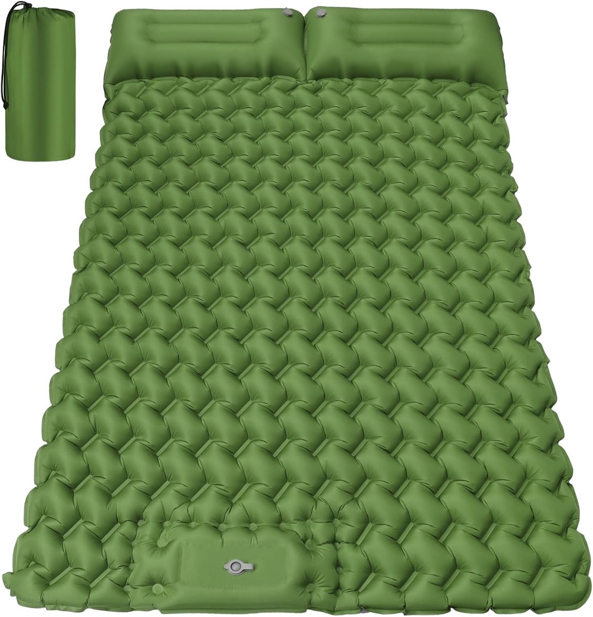 Camping Matras voor 2 Personen - Dubbel - Opvouwbaar Matras - Vouwmatras - Camping Matje - Slaapmat - Logeer Matras - Luchtmatras - Kampeer Matras - Camping Bedje - Polyester/TPU - 200 x 130 x 9 cm - Groen - van Imperatoris