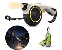Sniffity LED Hondenriem 4M met Poepzak Dispenser – Hondenriem met Licht 110 Lumen – USB-C Oplaadbaar – Reflecterende Hondenlijn – Inclusief Poepzakjes