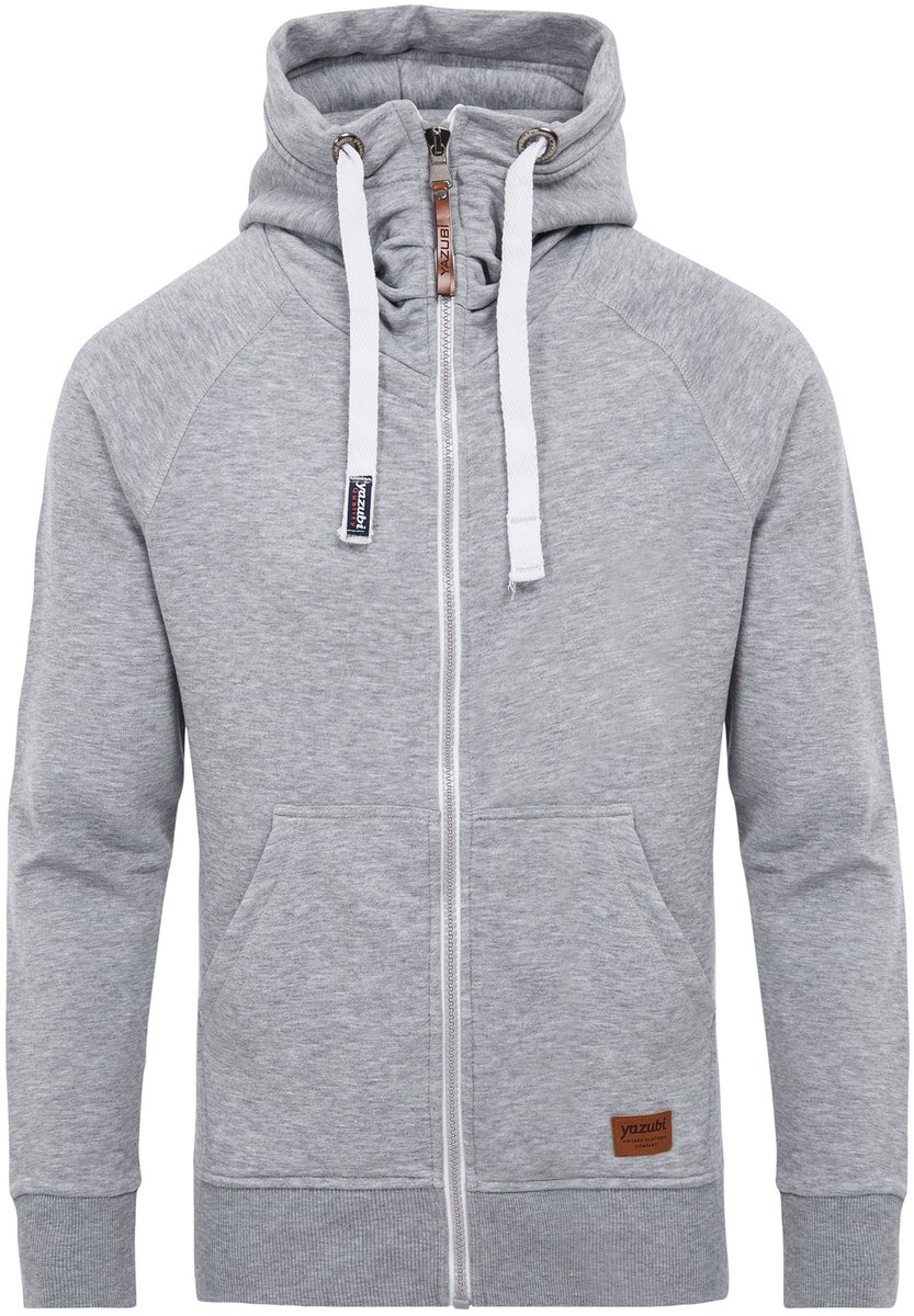 Yazubi Heren Hoodie Jacob – Regular Fit – Katoenmix Stretch – Lichtgrijs – Rits & Kap