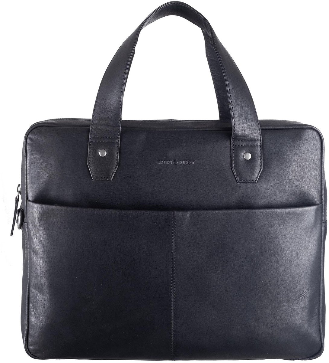 GREENBURRY Leren business tas laptoptas met laptopvak Fiorentina Business Bag Black zwart