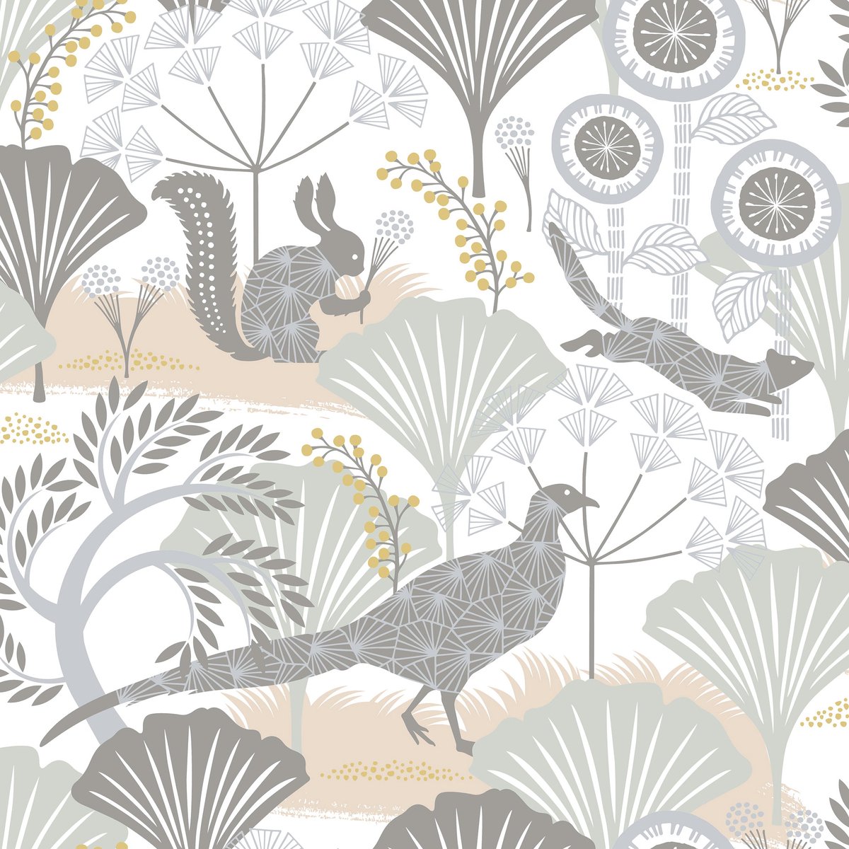 Boråstapeter Vliesbehang 1471 - Swedish Designers - Dieren Grijs - 53cm x 10.05m
