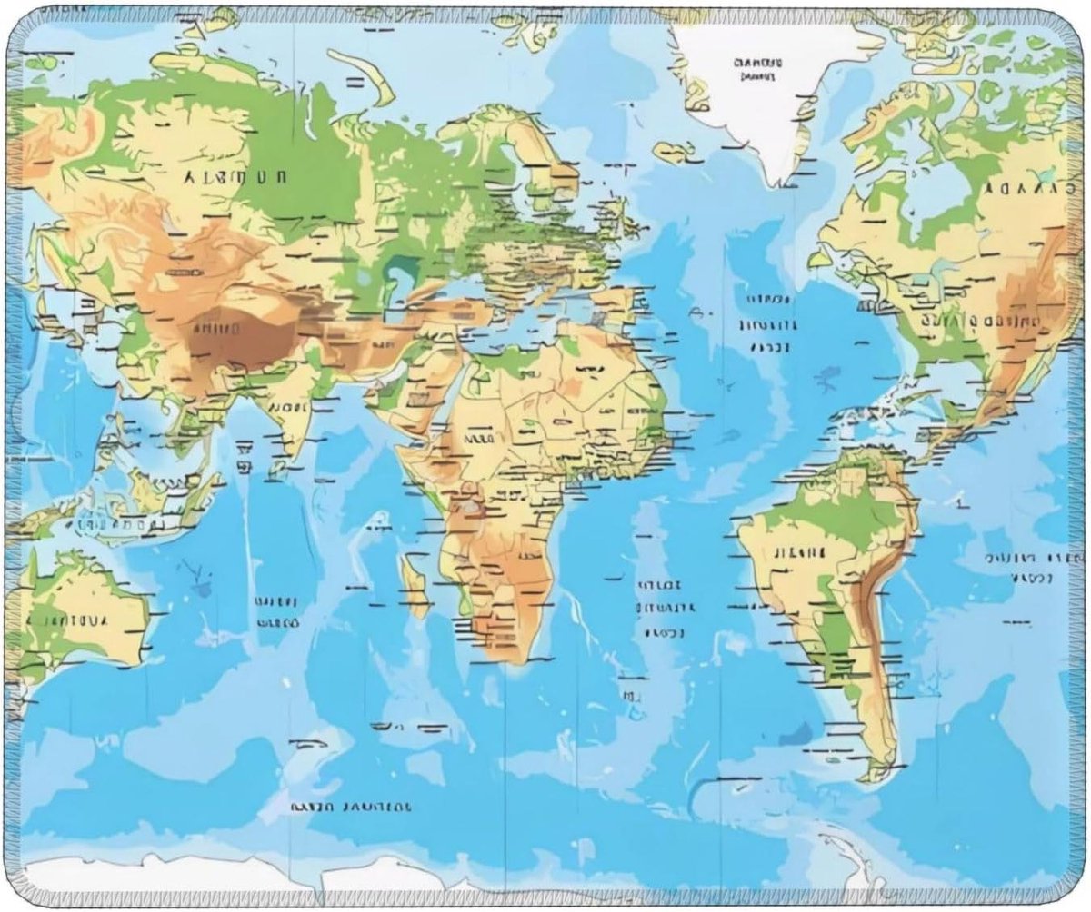 World Map Print Mouse Pad 7 X 8.6 In Mouse Pad Non-Slip Rubber Base Gaming Mouse Pad For Computer Laptop Office Home