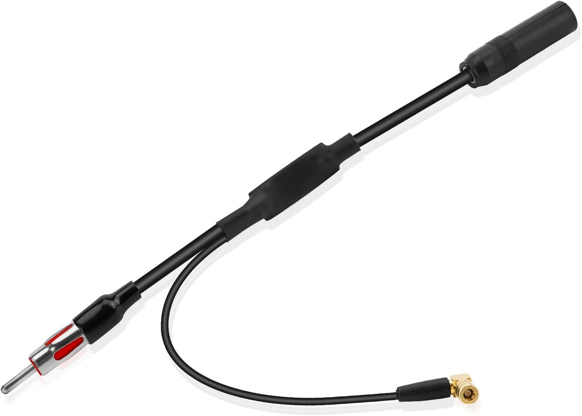 Cosensi - DAB+ FM Antenne Splitter Adapter Kabel - ISO naar Plug Connector - Zwart - Geschikt voor DAB, DAB+ en DMB-A - Ideaal voor Auto