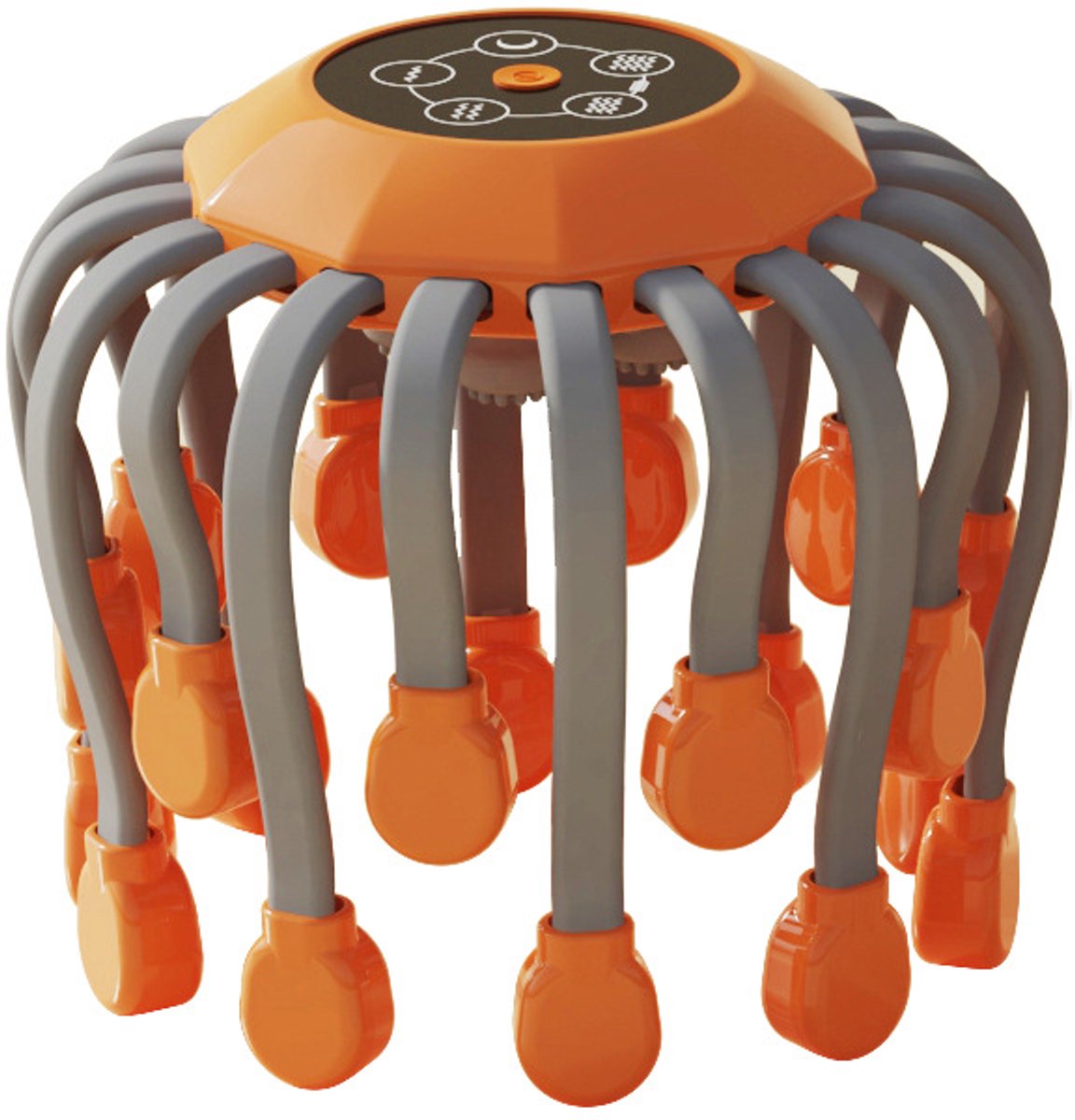 Elektrische Hoofdmassageapparaat Octopus Vorm – 20 Klauwen – Acupressuur – Slaapondersteuning – Hoofdmassage-oranje kleur