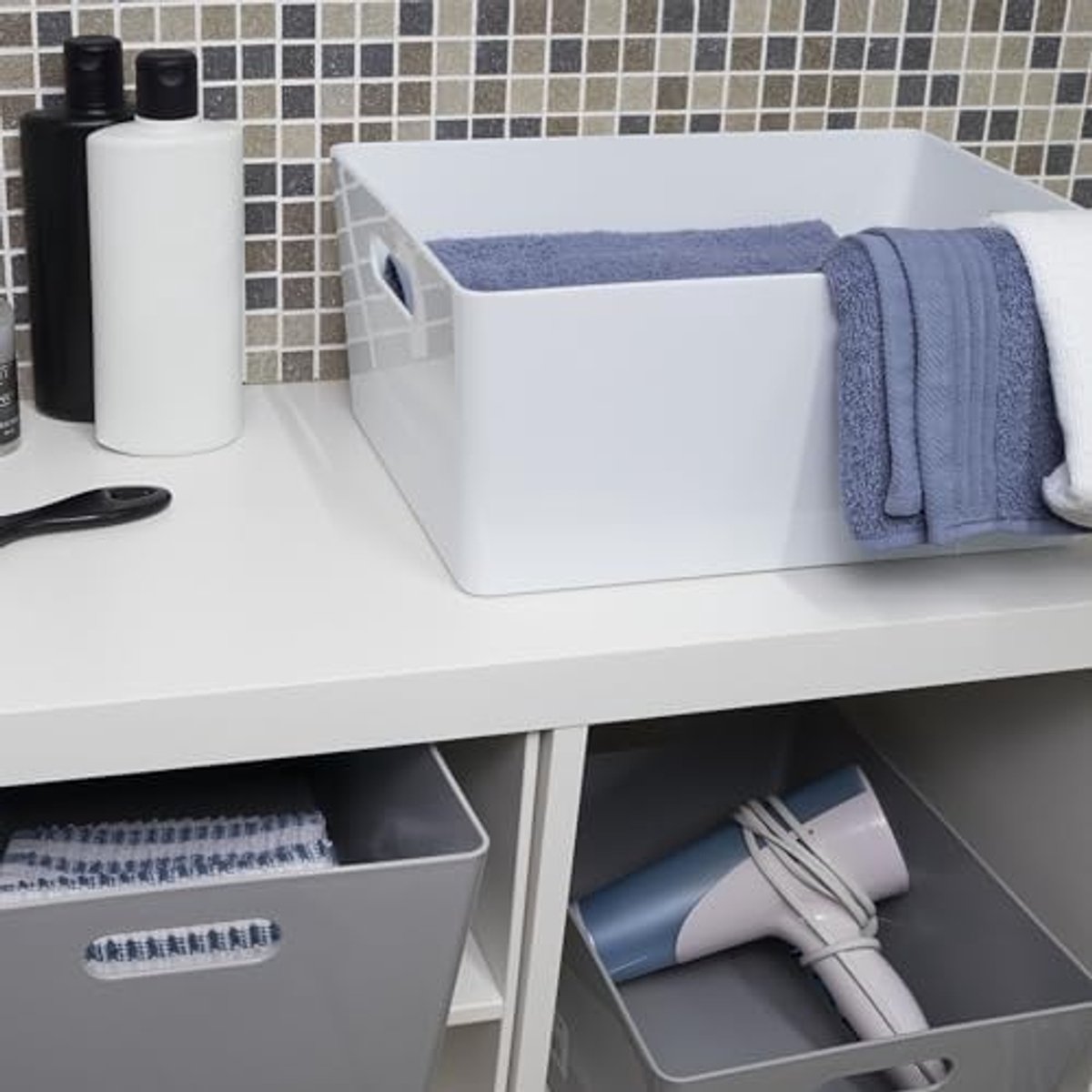 Opbergbox Set - Mand Lade Organizer - Huis Ordenen - Stapelbaar Ontwerp - 35x26x15cm - Wit