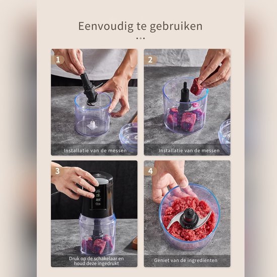 VH Supplies®Hakmolen - Mixer - Hakapparaat - 500 ml - 300W - 4 Messen van Merkloos — afbeelding 3
