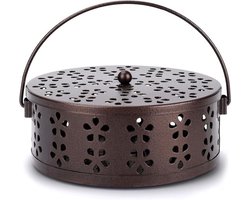 Draagbare sandelhout wierookbrander - Winter handwarmer - Zomer muggen wierookbrander - Ronde hittebestendige ijzeren wierookschaal met handvat (brons)