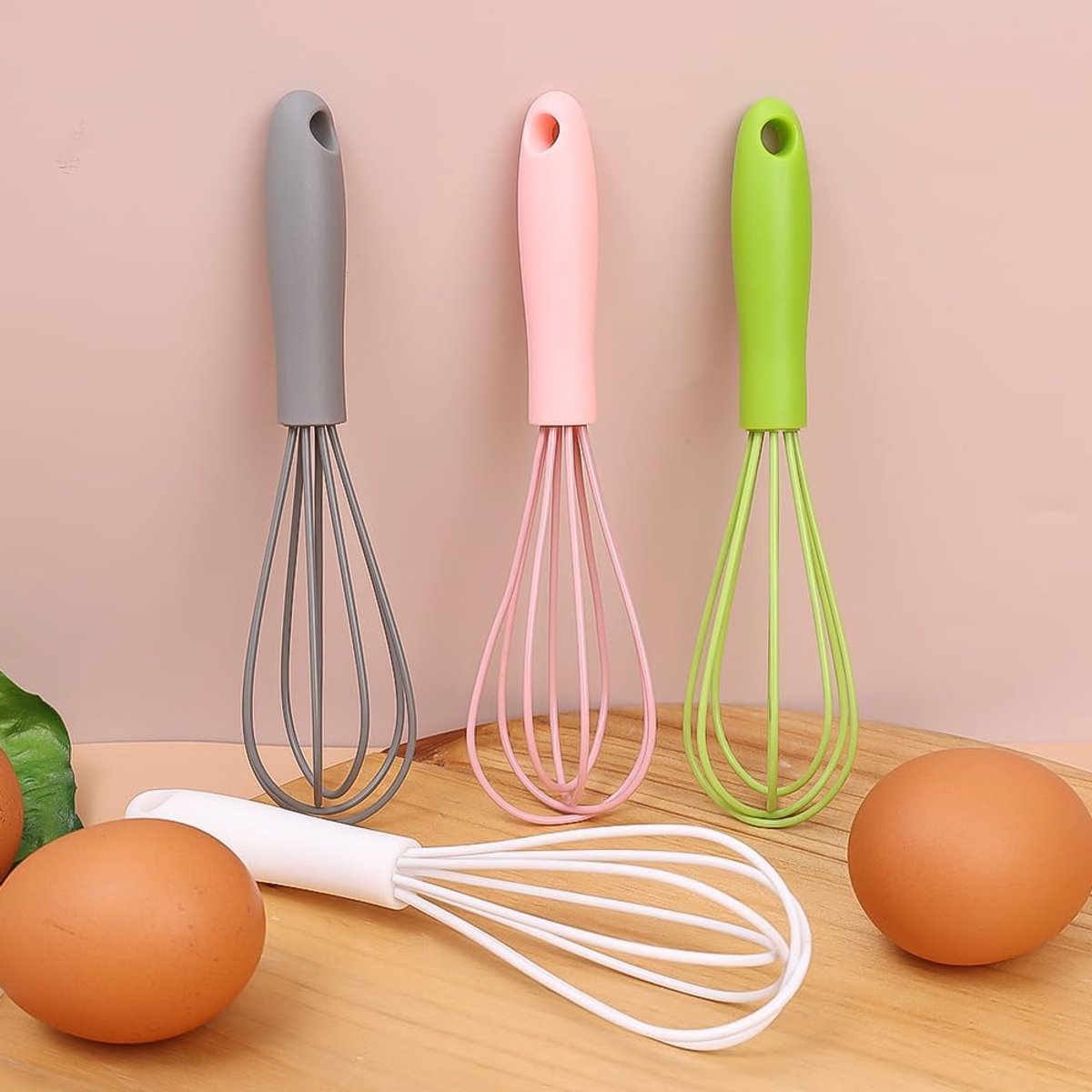 Handmatige Eierklopper - Keuken Garde - Snel Mixen - Kleurrijk Design - 17x4 cm - Wit