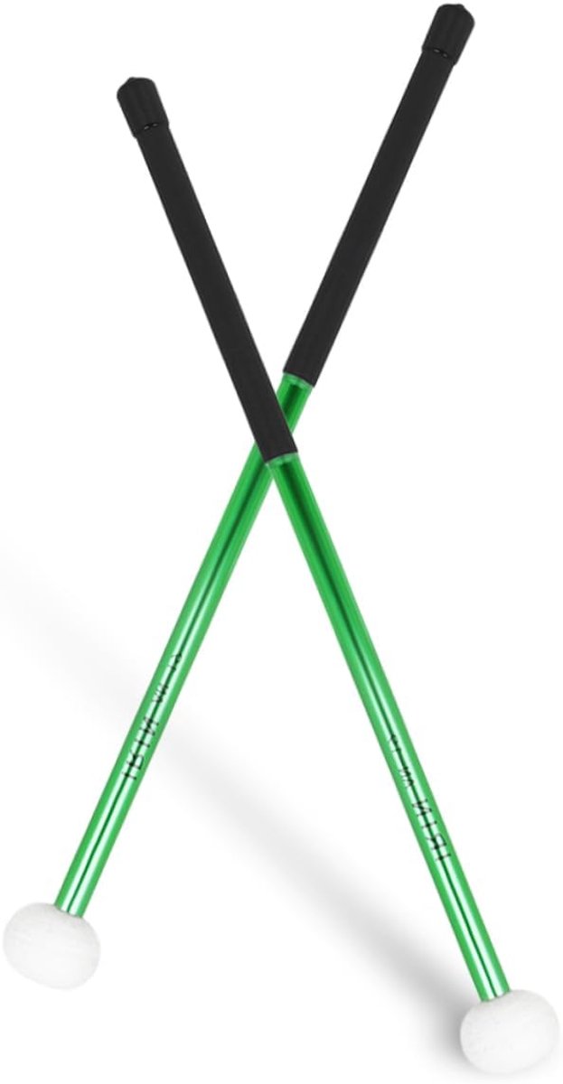 Drumstokken Set - Percussie Stokken - Muziek Maken - Duurzame Viltkop - 39.7cm Lengte - Groen