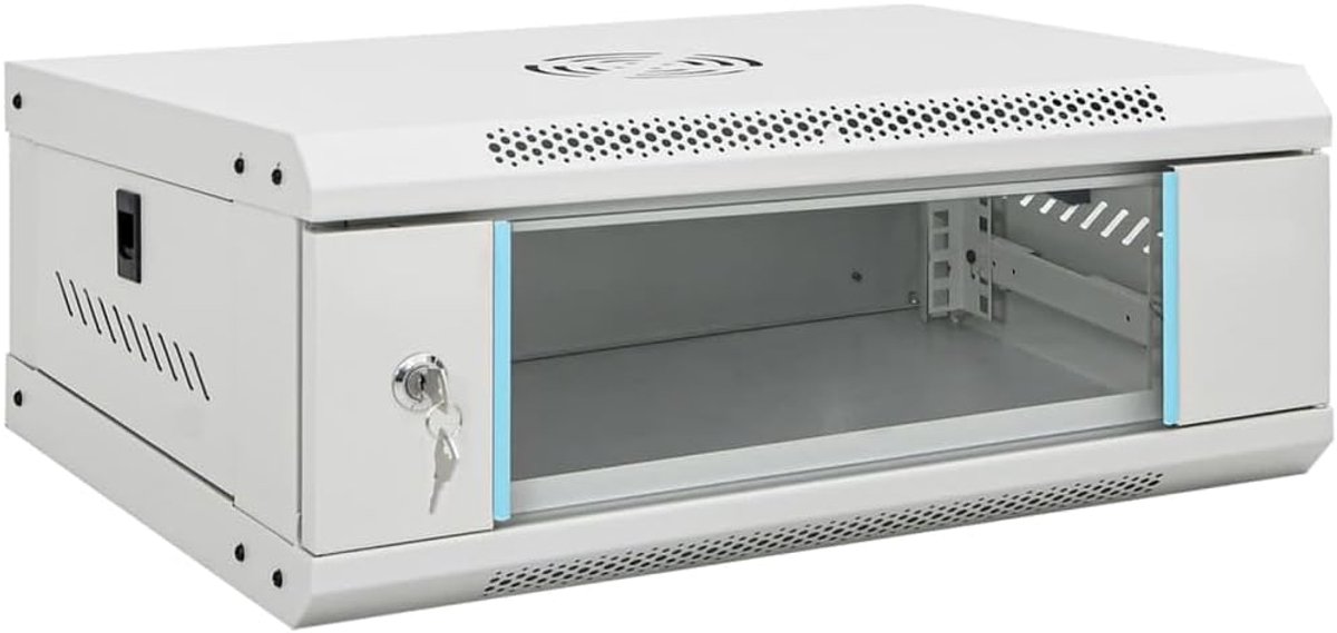 Netwerkkast Wandmontage - Datakast Serverkast - Apparatuur Beveiligen - Robuust Staal Glas - 53x40x21 cm - Grijs