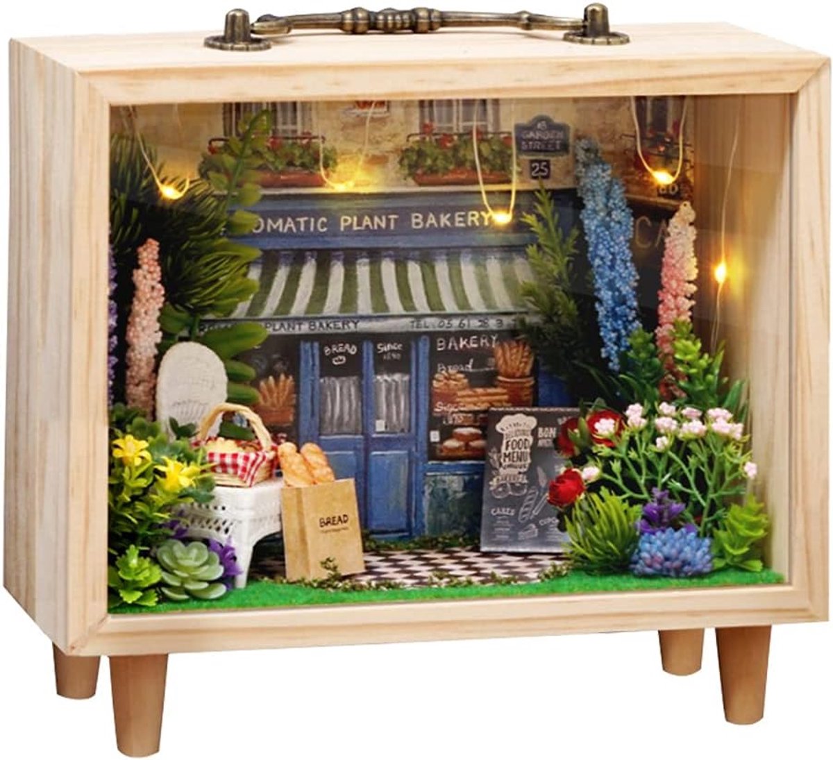 Miniatuur Poppenhuis - Houten Kistmodel - Creatief Knutselen - Met Led Verlichting - 20x9x19cm - Niet Van Toepassing