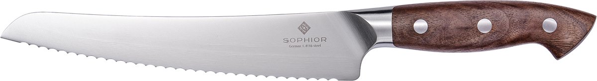 SOPHIOR – Broodmes – Gekarteld – Duits Staal – Walnoot Houten Handvat
