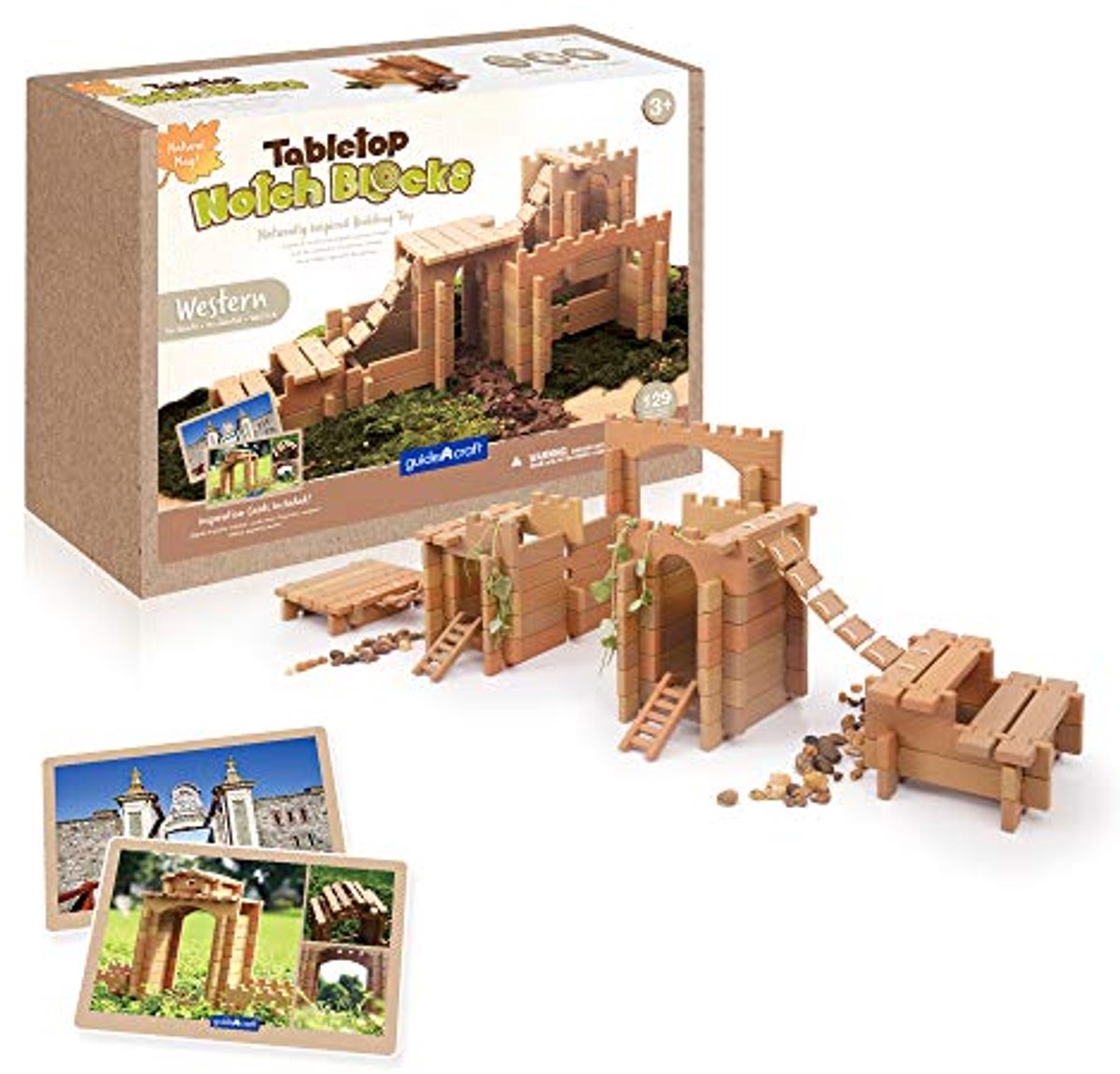 Guidecraft bouwblokken speelgoed - Tabletop Notch Blocks Western 129-delig.