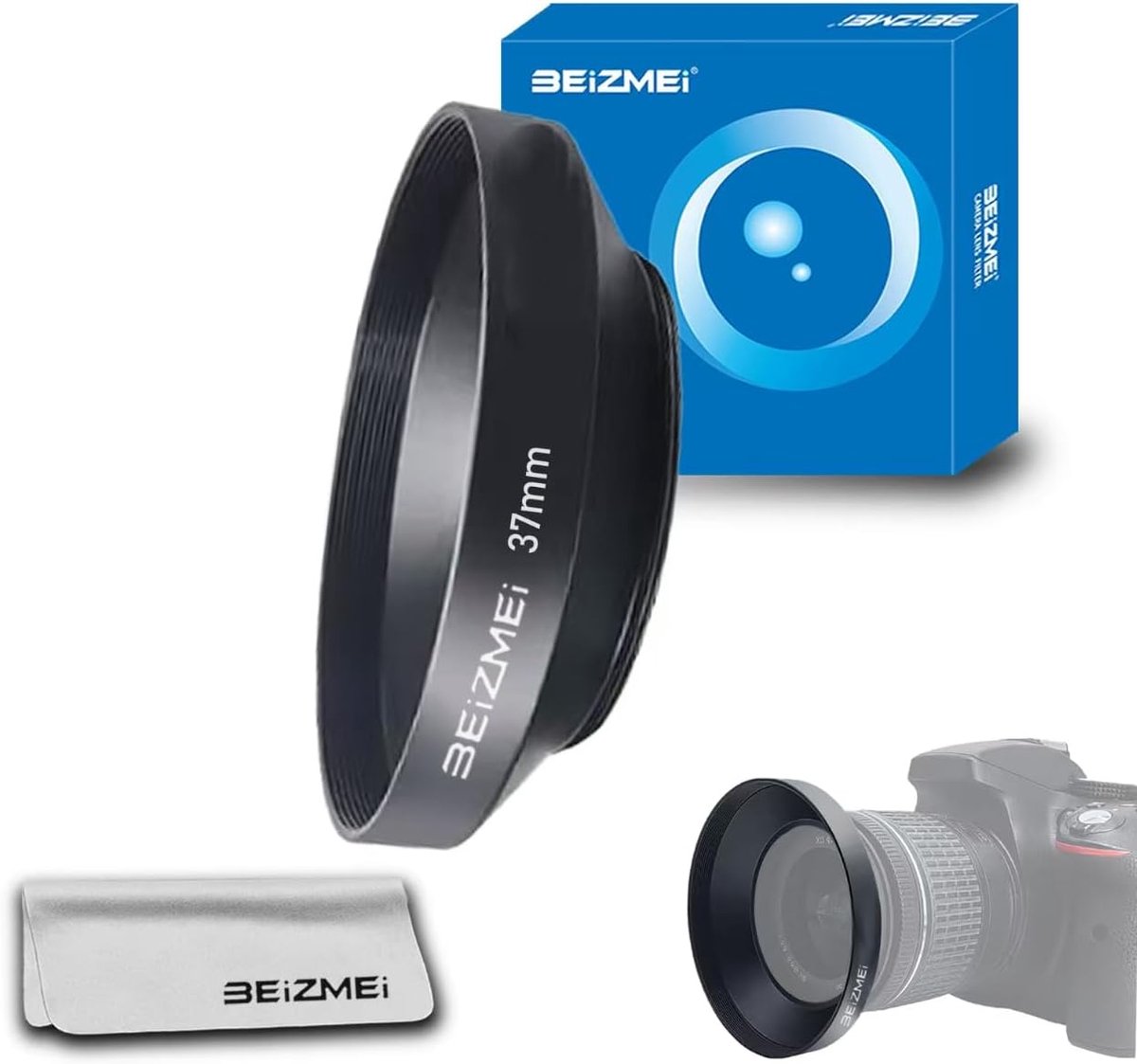 Metalen Zonnekap - Lens Hood - Betere Foto's - CNC Aluminium - 37 mm - Zwart