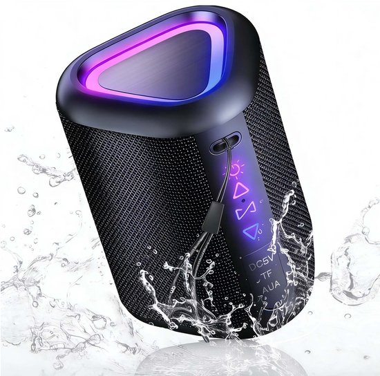 Folelyi S1 Bluetooth Speaker 24W Draagbaar Waterproof IPX7 Stereo TWS RGB Verlichting AUX USB-C Zwart
