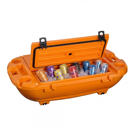 VEVOR Amfibische Drijvende Koelbox, 37,9 Liter Drijvende Drankkoeler Met Droog Compartiment en Trekkoord voor Water en Land, Kantelbare Koelcontainer Gemaakt Van Lldpe voor Zwembad, Rivier, Meer, Strand, Zee, Feestjes, Oranje van Vevor — afbeelding 2