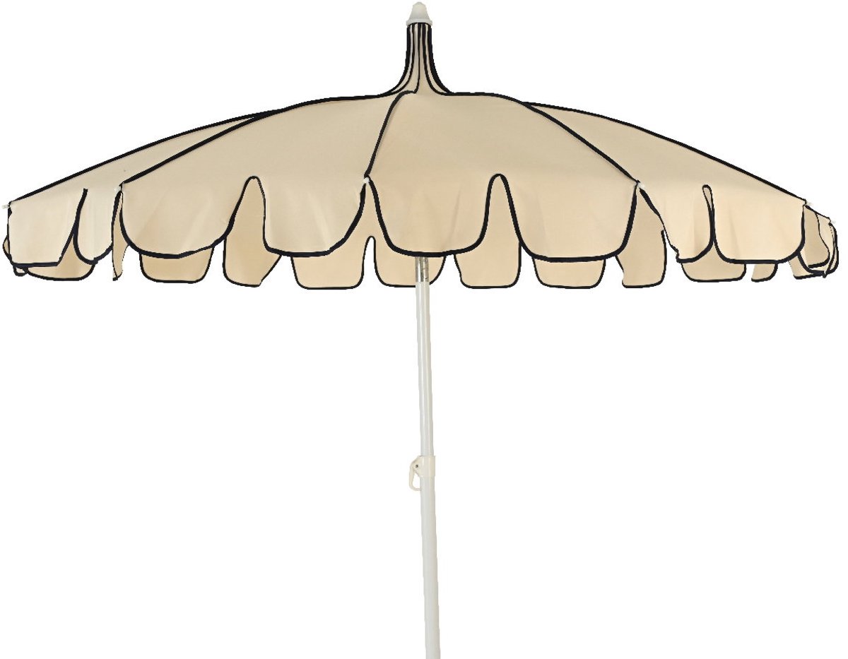 Strandparasol stokparasol volant creme/blauw Decoris