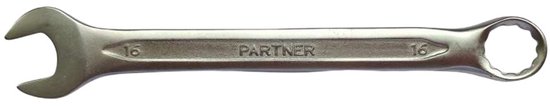 Stalen ringsleutel, merknaam 'PARTNER' en markeringen '16' aan beide zijden.