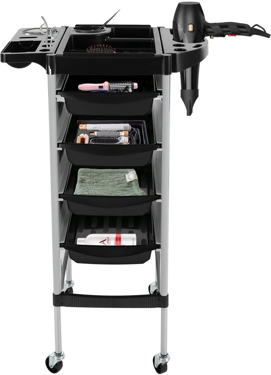NordHaus Salon Trolley - Gereedschap Opslag Kar - Mobiele Werkplek - 5 Laden - 80 kg Capaciteit - Stille Wielen