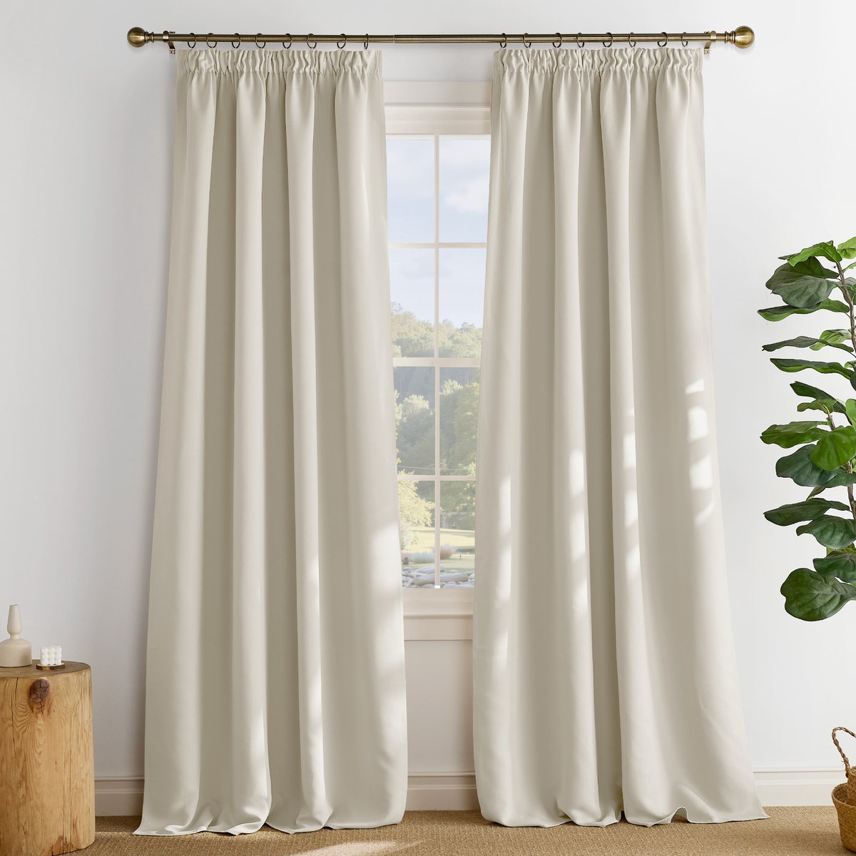 NICETOWN Kant en klaar Gordijnen - Met Plooiband - Verduisterend - 140x245 cm - Lichtbeige - 2 Stuks