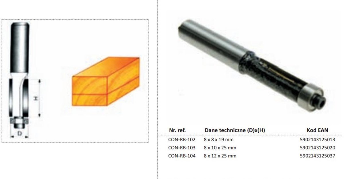 Condor CON-ARB-2104 - Houtfrees - 8x12x25mm - Met Lager