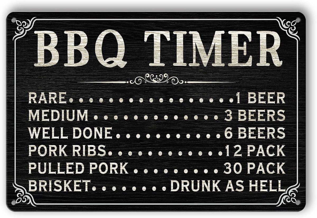 Bbq Tin Sign - Decoratie Bord - Tuin Decoratie - Modern Design - 30x20 cm - Metaal