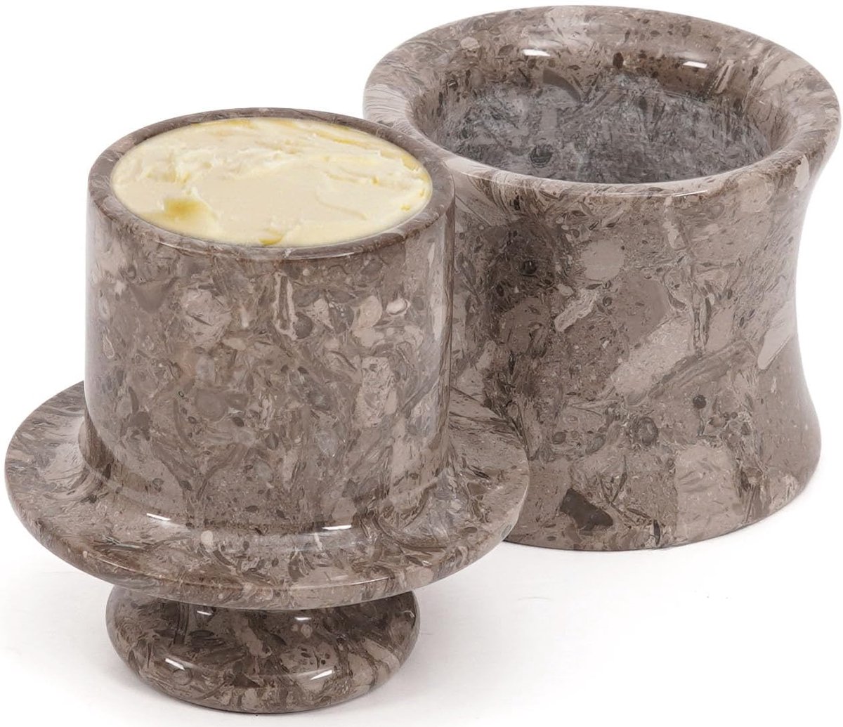 Boter Bewaarder - Boter Pot - Keuken Opslag - Handgemaakt Marmer - 10.2cm Hoog - Oceanisch