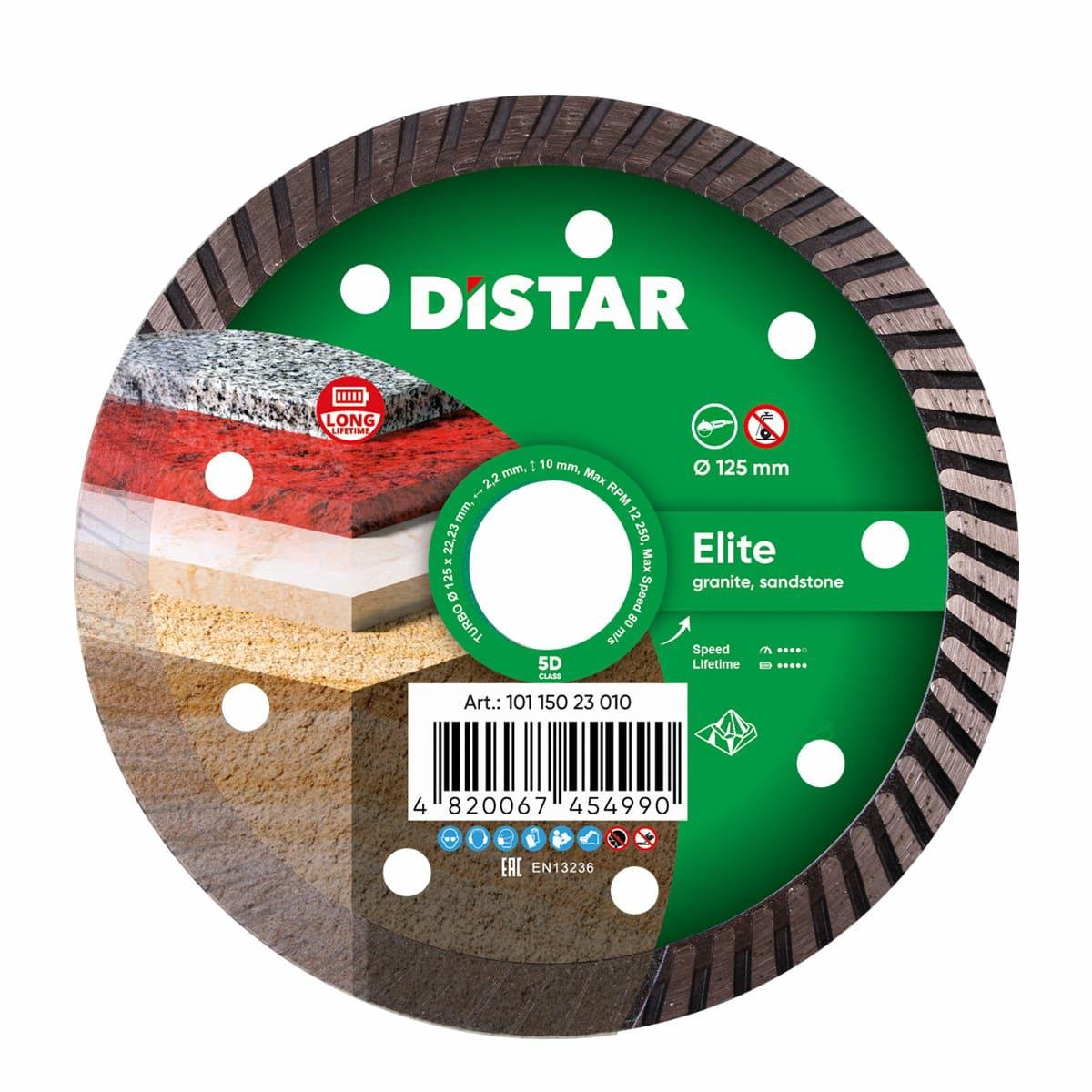 Distar Turbo Elite Serie - Diamantschijf - 125 mm - Turbo Segment - Voor Graniet en Marmer