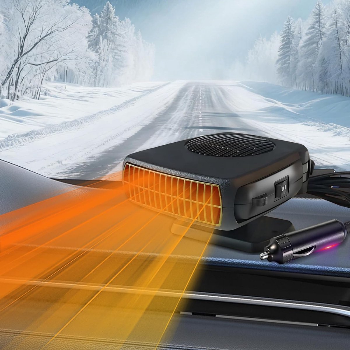 Auto Verwarming - Draagbare Kachel - Ruit Ontdooien - 360 Graden Draaibaar - 12 V - Zwart