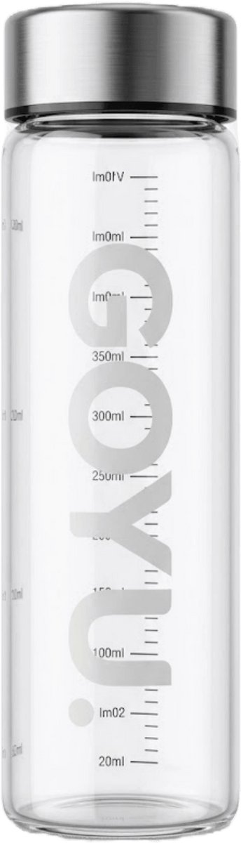 GOYU Glazen drinkfles 500 ml Glas Transparant - Waterfles - Glazen fles - Drinkfles glas - Bidon - Sportfles - RVS dop - Fles - Glas - Dop niet in de vaatwasser
