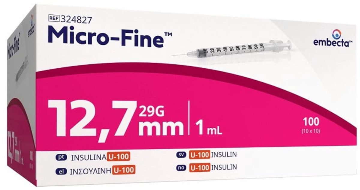 BD Micro-Fine+ Insuline Spuit 1ml 29Gx12,7mm Stuks 100