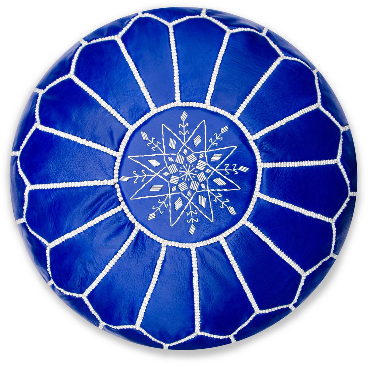 Poufs&Pillows Leren Poef - Blauw - Handgemaakt en hoge kwaliteit - Gevuld geleverd