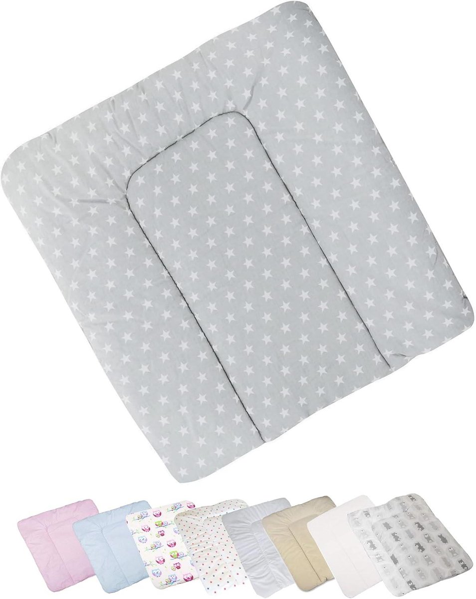 Aankleedmat Baby - Commode mat - Luier verschonen - Gemaakt in Europa - 70x75 cm - Witte Sterren
