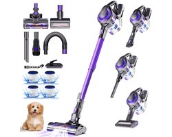 Elekiatech Steelstofzuiger Draadloos - 55000 Pa - 50Min Gebruikstijd - voor Huisdieren - 2,0L - Paars