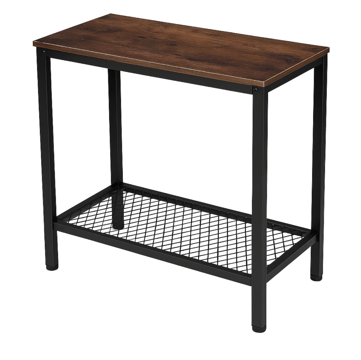 BEGRYF Bijzettafel - met metalen gaasplank - zwart en rustiek bruin - industrieel design - 60x30x60 cm