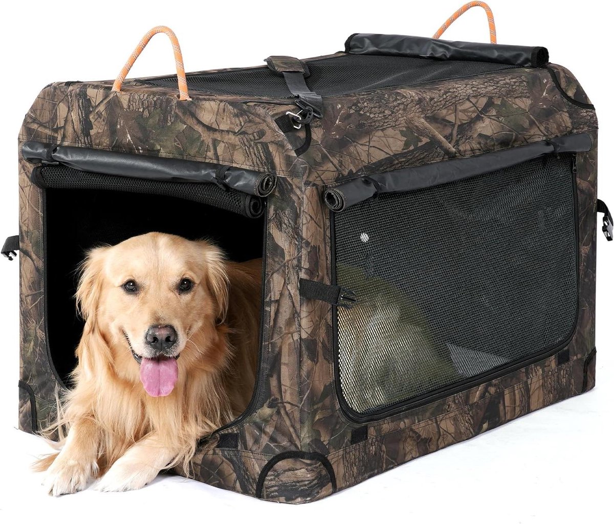Opvouwbare Hondenbench - Reisdrager Hond - Veilig Vervoer - 4 Deuren Ademend - 27.5 Inch - Camouflage