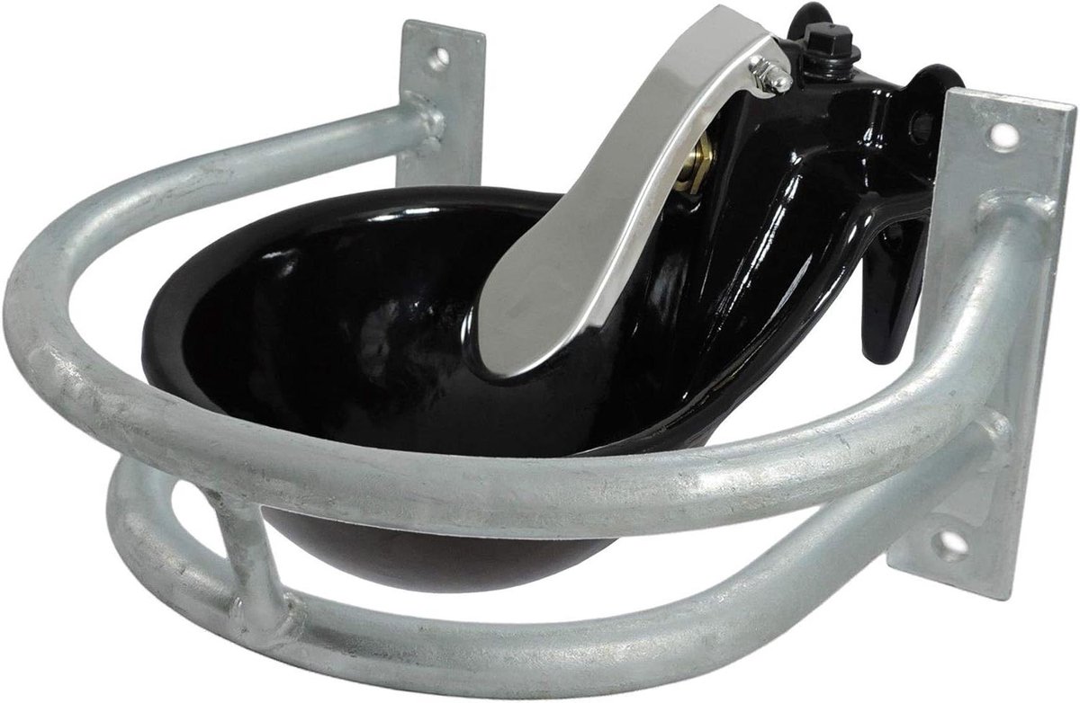 Drinkbak met beschermbeugel - Voerbak Waterbak - Veestapel voeding - Roestvrij staal druktong - 1.8 liter