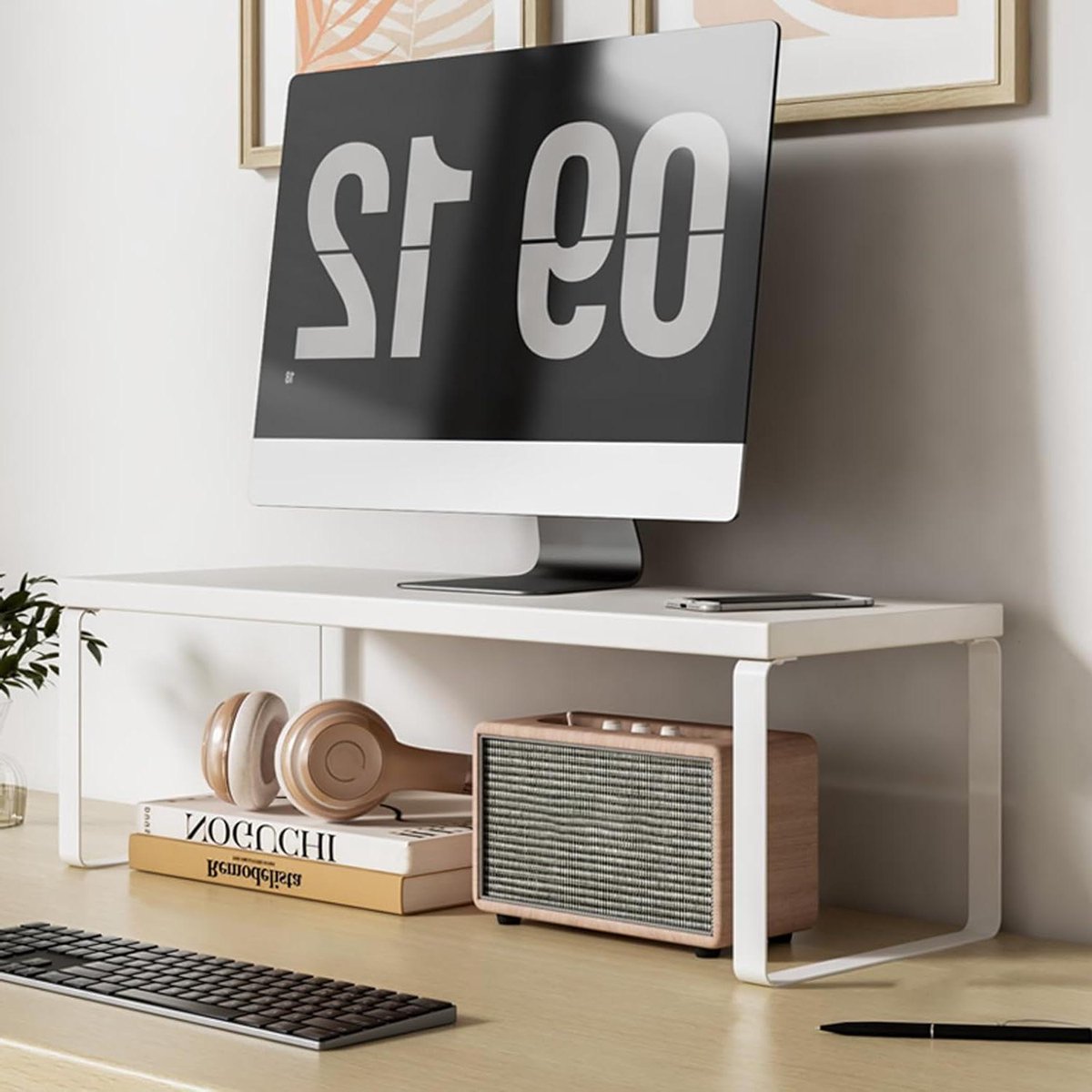 Monitor Stand - Desktop Verhoger - Bureau Organisatie - Ruimtebesparend Ontwerp - Tot 80cm Breed - Keuze Uit Kleuren