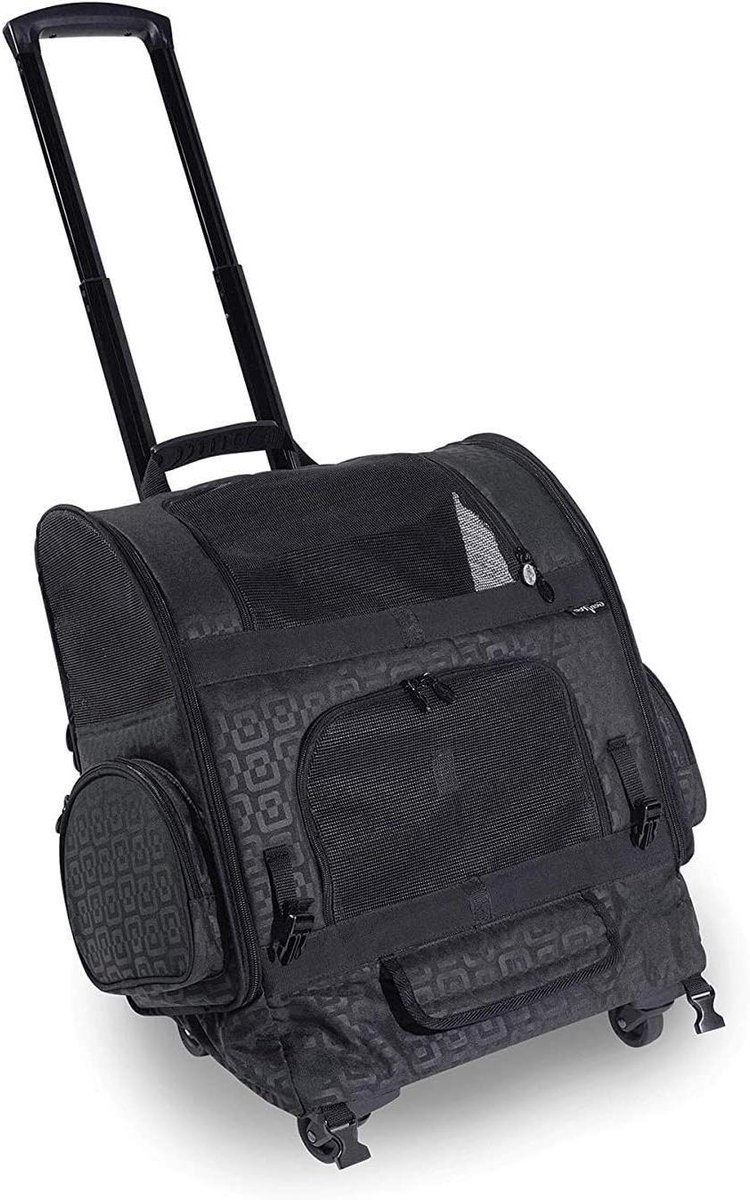 Hondendrager Roller Bag - Reis Tassen - Veilig Vervoer - Dubbele Toegang - 18.5 x 11.5 x 18.5 inch - Zwart