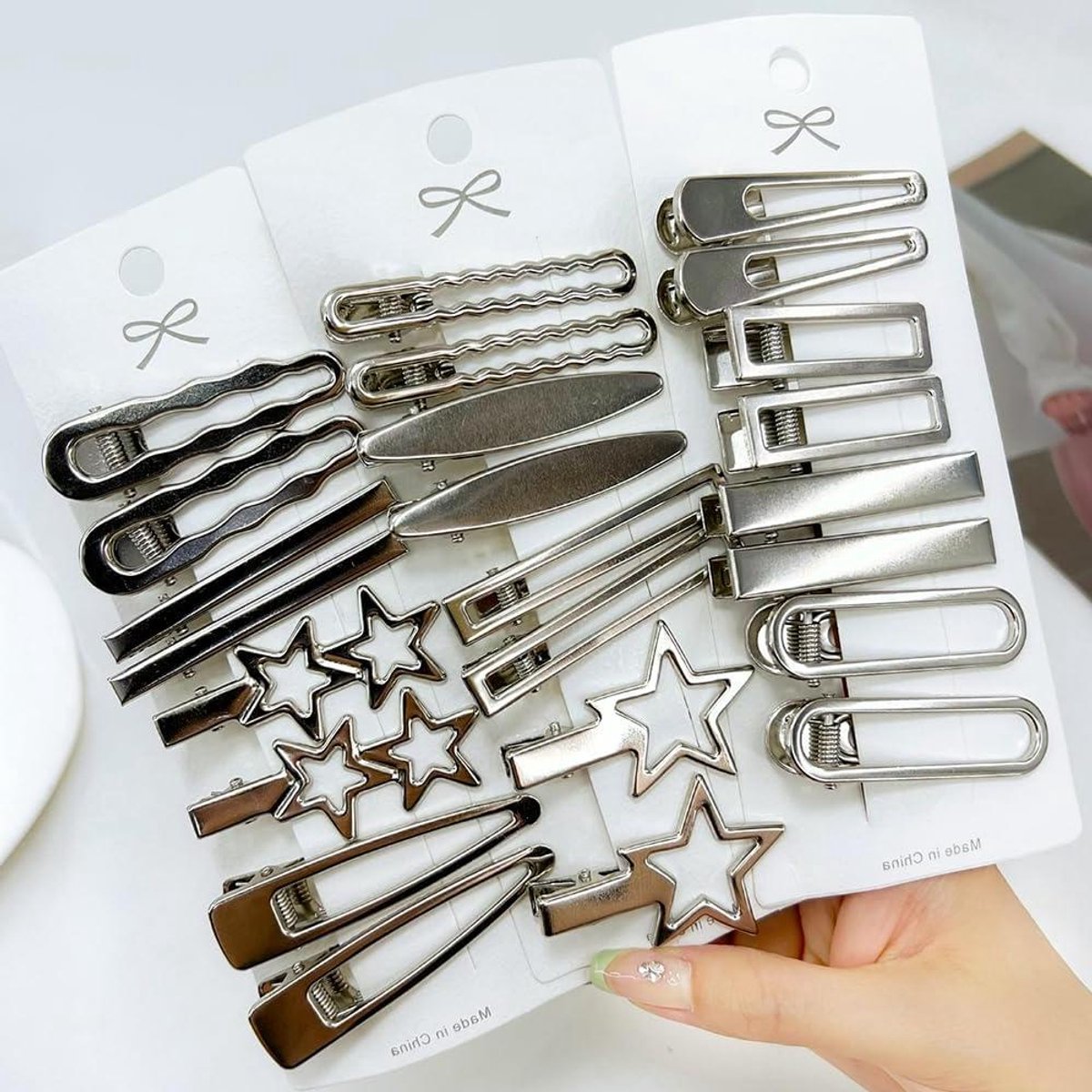 Zilveren Haarspeldjes - Haarclips Pony - Dagelijkse Styling - 12 Paar Set - 6 cm - Zilver