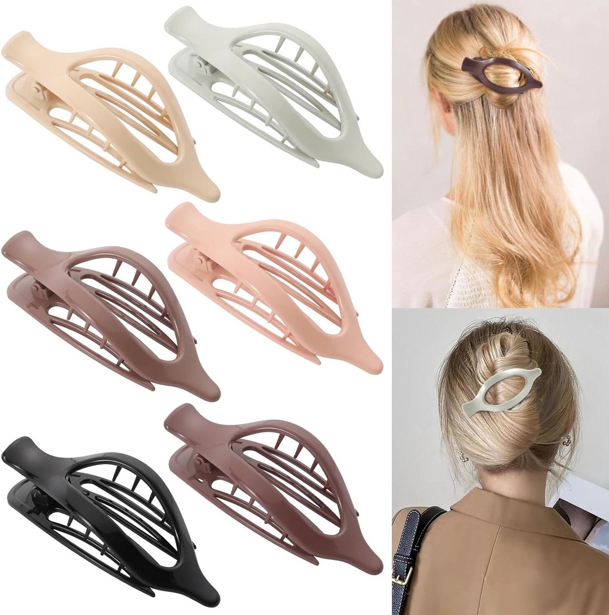 Haarclips Set - Krokodillenclips - Haar Styling - Sterke Grip - 10cm Lengte - Grijs