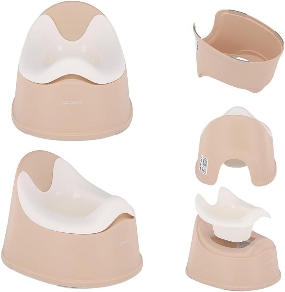 Potje voor kinderen - Zindelijkheidstraining toilet - Zindelijk worden - Antislip en ergonomisch - 32x125 cm - Beige-Wit