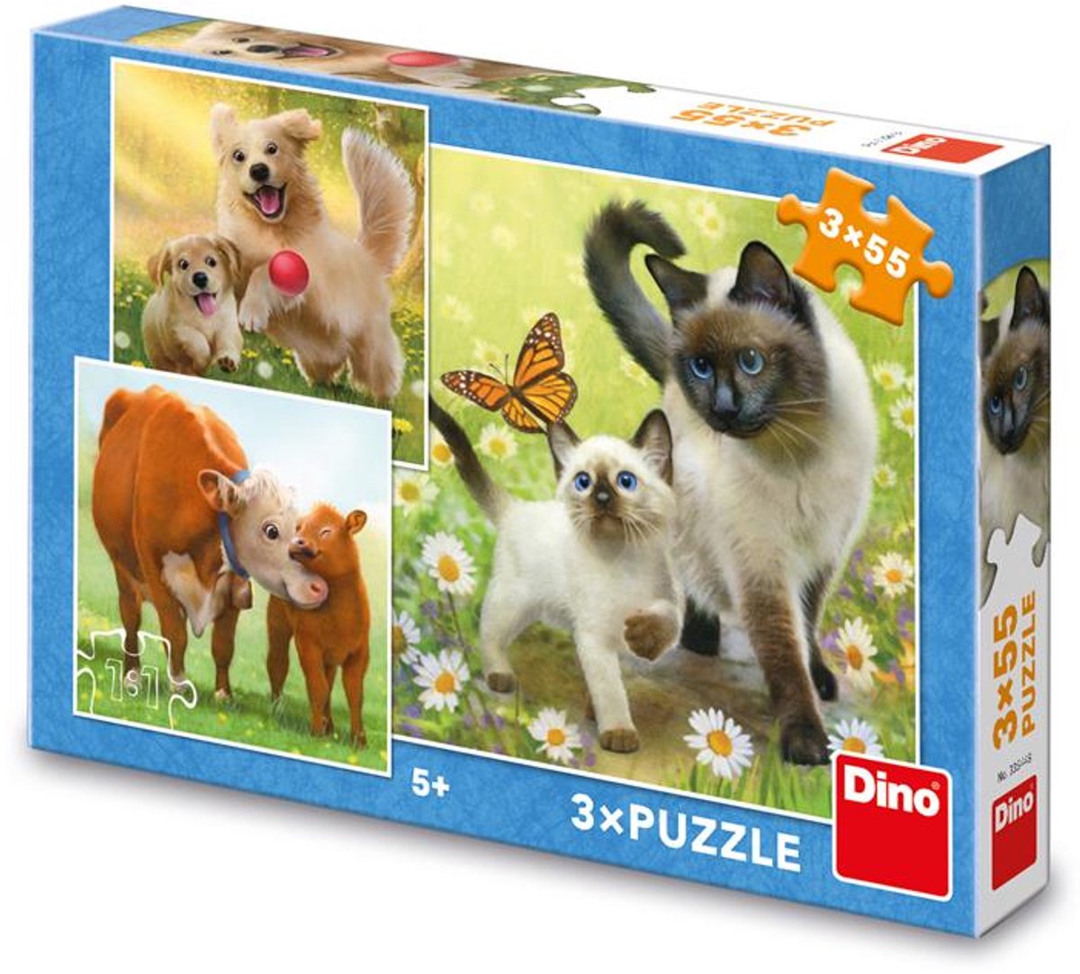 Dino puzzel speelgoed - familie puzzelset - 3-in-1 - 55 stukjes.