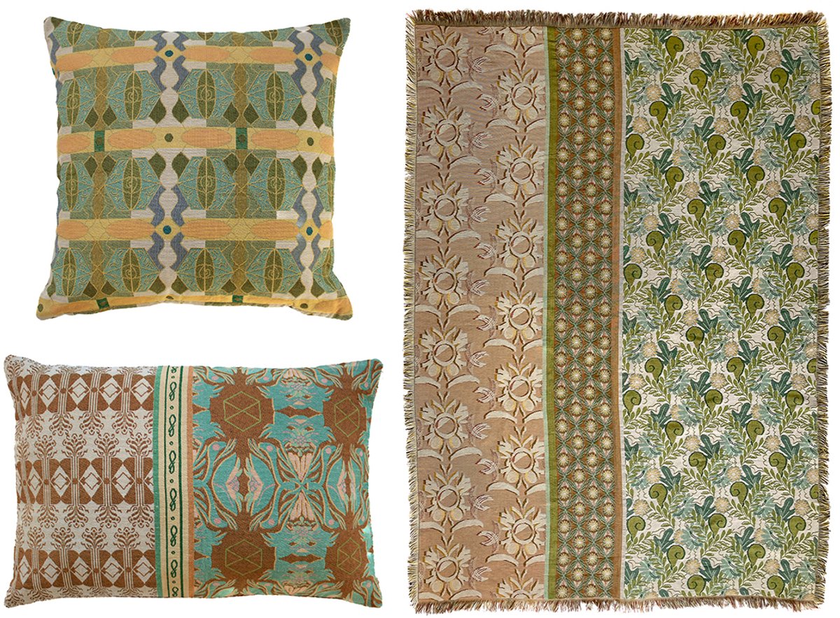 NIN-NIT - Nouveau Naturel kussens en plaid set - Sierkussens - sprei - deken - 100% geweven katoen - Beige - Groen - Blauw - Geel - Turquoise - Wit - Multicolor