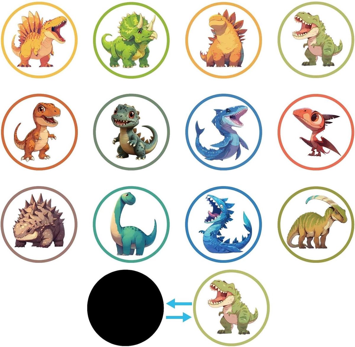 Potty Training Stickers - Zindelijkheid Stickers - Kinderen Leren Zindelijk - Kleur Veranderend Patroon - 7cm Diameter - Dinosaurus